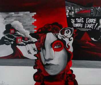 Libre comme l'Art - Octobre 2020 (56x36cm) Peinture acrylique et collage sur toile