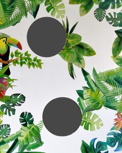 Tropiques 1 - Juin 2021 (50x60cm) Peinture acrylique et collage sur toile et incrustation de miroirs