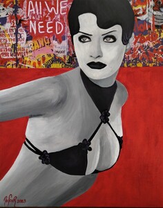 All we need - Août 2023 (24x30cm) Peinture acrylique et collage sur carton entoilé