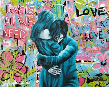Love - Mai 2025 (30x24cm) Peinture acrylique et techniques diverses sur carton entoilé