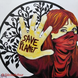 Save Planet - Juin 2025 (25x25cm) Peinture acrylique et techniques diverses sur carton entoilé