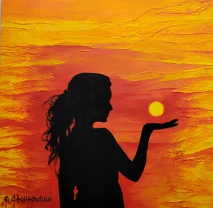 Solstice - Septembre 2025 (25x25cm) Peinture acrylique et techniques diverses sur carton entoilé