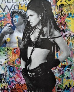 Beauté rebelle - Novembre 2025 (24x30cm) Peinture acrylique et collages sur carton entoilé