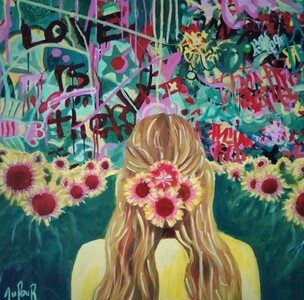 Love is... - Novembre 2025 (25x25cm) Peinture acrylique et techniques diverses sur carton entoil&eacute;