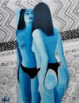 Dans le miroir - Janvier 2026 (24x30cm) Peinture acrylique et techniques diverses sur carton entoil&eacute;
