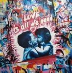Love is all we need (2) - Avril 2026 (25x25cm) Peinture acrylique et techniques diverses sur carton entoil&eacute;